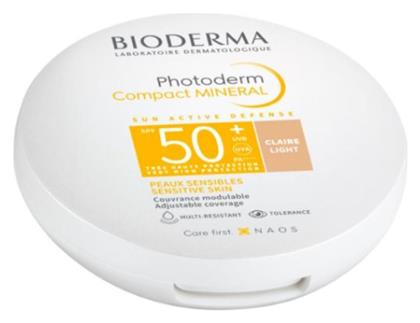 Photoderm Compact Mineral Αδιάβροχη Αντηλιακή Πούδρα Προσώπου SPF50 με Χρώμα Light 10gr Bioderma