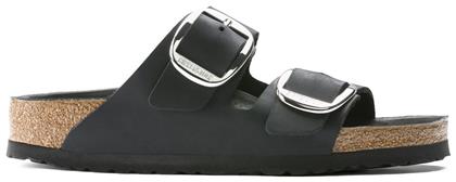 Birkenstock Arizona Big Buckle Oiled Leather Δερμάτινα Γυναικεία Σανδάλια σε Μαύρο Χρώμα από το Notos