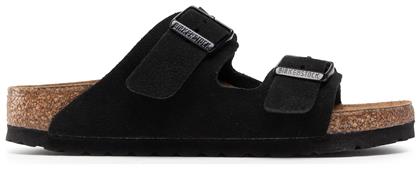 Birkenstock Arizona Soft Footbed Suede Leather Γυναικεία Σανδάλια σε Μαύρο Χρώμα από το Spartoo