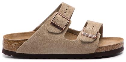 Arizona Soft Footbed Suede Leather Γυναικεία Σανδάλια Ανατομικά σε Μπεζ Χρώμα Narrow Fit Birkenstock από το ProjectShops