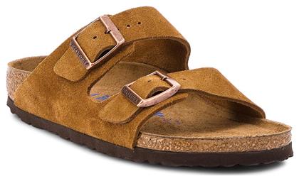 Arizona Soft Footbed Suede Leather Γυναικεία Σανδάλια Ανατομικά σε Ταμπά Χρώμα Narrow Fit Birkenstock