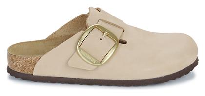 Boston Big Buckle Δερμάτινες Παντόφλες Μπεζ Birkenstock από το Modivo