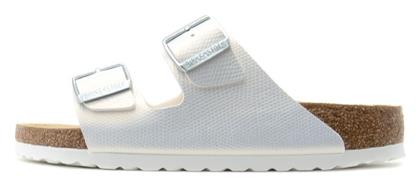 Classic Arizona Δερμάτινα Γυναικεία Σανδάλια Shiny Lizard White Narrow Fit Birkenstock