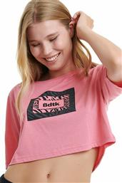 BodyTalk 1212-907220 Γυναικείο Αθλητικό Crop Top Κοντομάνικο Ροζ Ροζ