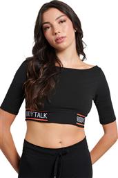 BodyTalk Γυναικείο Αθλητικό Crop Top Μαύρο Μαύρο