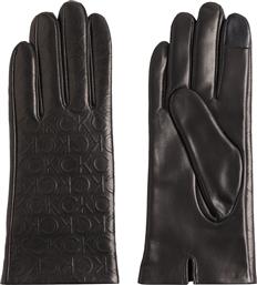 Calvin Klein Lock Debossed Μαύρα Γυναικεία Δερμάτινα Γάντια από το MybrandShoes