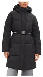 Μακρύ Γυναικείο Puffer Μπουφάν για Χειμώνα Black Calvin Klein