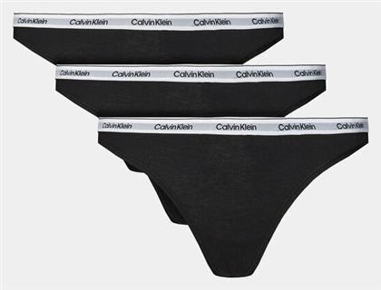 Βαμβακερά Γυναικεία String 3Pack Μαύρα Calvin Klein