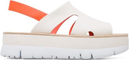 Camper Oruga Up Δερμάτινα Γυναικεία Σανδάλια Flatforms σε Λευκό Χρώμα από το Plus4u