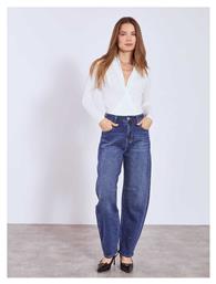 Γυναικείο Τζιν Barrel Strass Loose Fit Μπλε Celestino
