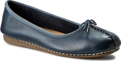 Freckle Ice Δερμάτινες Γυναικείες Μπαλαρίνες σε Navy Μπλε Χρώμα Clarks