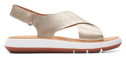 Clarks Jemsa Cross Δερμάτινα Ανατομικά Σανδάλια σε Χρυσό Χρώμα από το Spartoo