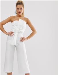 Club L London tailored crepe strapless culotte jumpsuit-White από το Asos