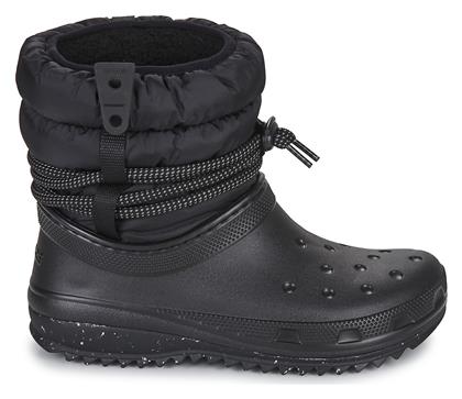 Puff Luxe Γυναικείες Μπότες Χιονιού με Γούνα Μαύρες Crocs