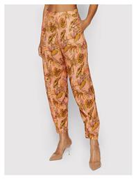Safari Γυναικείο Ψηλόμεσο Υφασμάτινο Παντελόνι Regular Fit Floral Πορτοκαλί Desigual