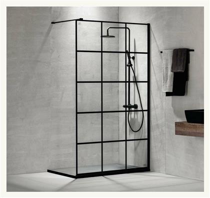 Iwis Decor Walk-in Διαχωριστικό Ντουζιέρας 110x200cm Clean Glass Black Matt Devon