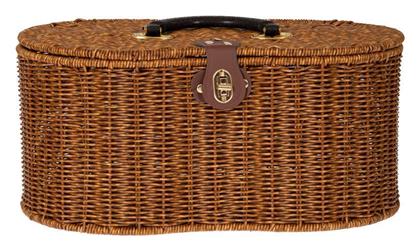 Διακοσμητικό Καλάθι Rattan με Χερούλια Καφέ 41x23.5x19εκ. Iliadis