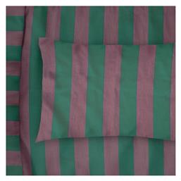 Stripes Μαξιλαροθήκη με Φάσα 50x70εκ. 156 Green / Antique Pink Dimcol