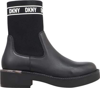DKNY Δερμάτινα Γυναικεία Μποτάκια Μαύρα