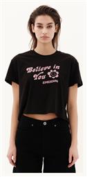 Emerson Γυναικείο Crop T-shirt Floral Μαύρο από το Outletcenter