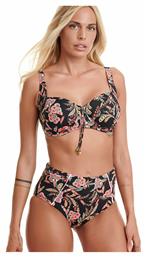 Set Bikini Floral Ψηλόμεσο Μαύρο Erka Mare