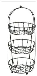 Φρουτιέρα Μεταλλική 3 Επιπέδων Μαύρη 20.5x20.5x50εκ. Espiel