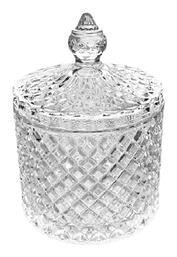 Vintage Φοντανιέρα Γυάλινη Trends με Καπάκι 10.5x18x18cm Espiel