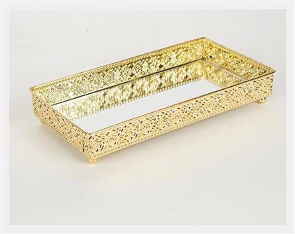 Home Δίσκος Μεταλλικός Χρυσός Καθρέπτη 24x12.5x4cm 752-16026 Estheti