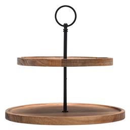 Allure Ξύλινη Εταζέρα 2 Ορόφων Καφέ Ø25cm Π25xΜ25cm Estia