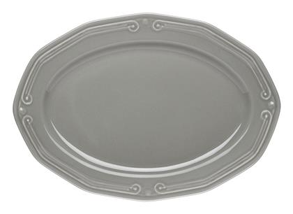 Athénée Πιατέλα Σερβιρίσματος Οβάλ από Πορσελάνη Γκρι 25x18εκ. Estia