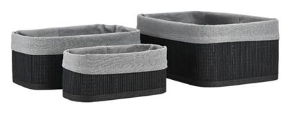 Bamboo Essentials Καλάθι Αποθήκευσης Bamboo Μαύρο 3τμχ Estia