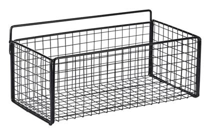 Cage Επιτοίχια Ραφιέρα Μπάνιου Μεταλλική 36x15x13cm Μαύρη Estia