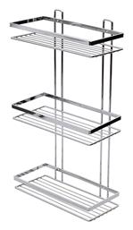 Elegant Επιτοίχια Ραφιέρα Μπάνιου Inox με 3 Ράφια 25.1x12.5x46cm Ασημί Estia