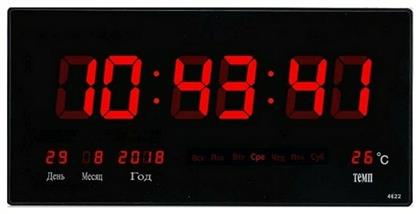 Με Φωτισμό LED Ρολόι Τοίχου Ψηφιακό Πλαστικό Μαύρο 24x15cm Factory