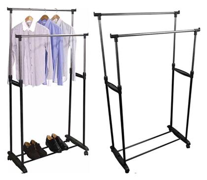 Τροχήλατη Κρεμάστρα Δαπέδου από Μέταλλο Πτυσσόμενη Μαύρη 84.5x43x160cm Factory