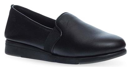 Δερμάτινα Γυναικεία Slip-On Μαύρα Flex&Go