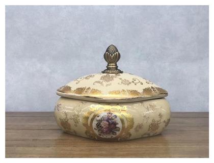 Φοντανιέρα Πορσελάνης με Καπάκι 18x14x14cm Μπεζ - Estheti