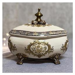 Φοντανιέρα Πορσελάνης με Καπάκι 21.5x16x20cm Λευκή - Estheti