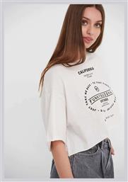 Γυναικείο Crop Top με Μανίκι 3/4 Καλοκαιρινό Off White Funky Buddha από το Z-mall