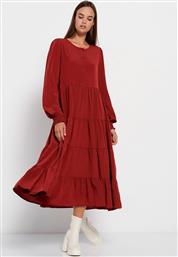 Funky Buddha Καλοκαιρινό Maxi Σεμιζιέ Φόρεμα με Βολάν Κόκκινο από το La Redoute