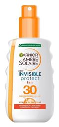 Ambre Solaire Invinsible Protect Tan Vitamin E & Carotene Αδιάβροχη Αντηλιακή Λοσιόν για το Σώμα SPF30 σε Spray 200ml Garnier