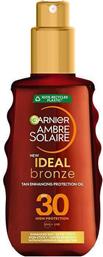 Ambre Solaire Ideal Bronze Αντηλιακό Λάδι για το Σώμα SPF30 σε Spray 200ml Garnier