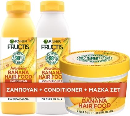 Garnier Fructis Hair Food Banana Σετ Περιποίησης Μαλλιών με Σαμπουάν και Μάσκα 3τμχ