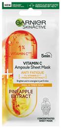 SkinActive Pineapple and 1% Vitamin C Ampoule Sheet Μάσκα Προσώπου για Ενυδάτωση 15gr Garnier