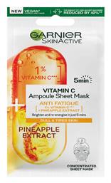 SkinActive Pineapple and 1% Vitamin C Ampoule Sheet Μάσκα Προσώπου για Ενυδάτωση 15gr Garnier