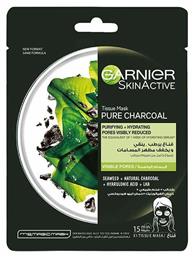 SkinActive Pure Charcoal Black Tea Μαύρη Sheets για Καθαρισμό Garnier