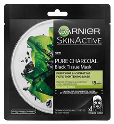 SkinActive Pure Charcoal Μαύρη Μάσκα Προσώπου για Καθαρισμό 28gr Garnier