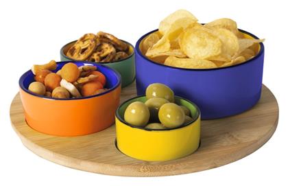 Ορντεβιέρα 4 Θέσεων με Βάση από Πορσελάνη Μαύρη Ø24.5cm 4τμχ General Trade