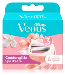 Venus Comfortglide Spa Breeze Ανταλλακτικές Κεφαλές με 3 Λεπίδες και Λιπαντική Ταινία 4τμχ Gillette