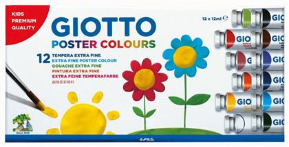 Τέμπερες Poster Colours 12ml 12τμχ Πολύχρωμο Giotto